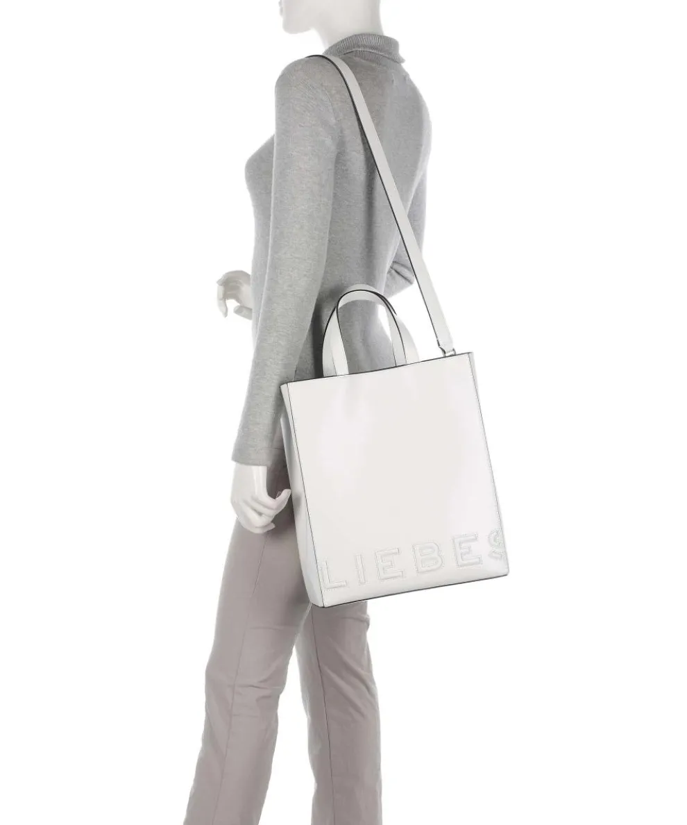 Paper Bag Logo Carter M Handtasche fein genarbtes Leder weiß