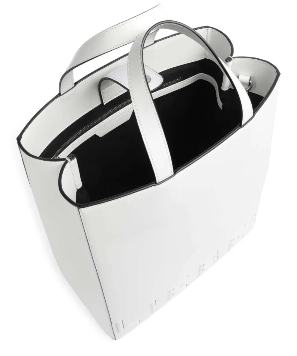 Paper Bag Logo Carter M Handtasche fein genarbtes Leder weiß