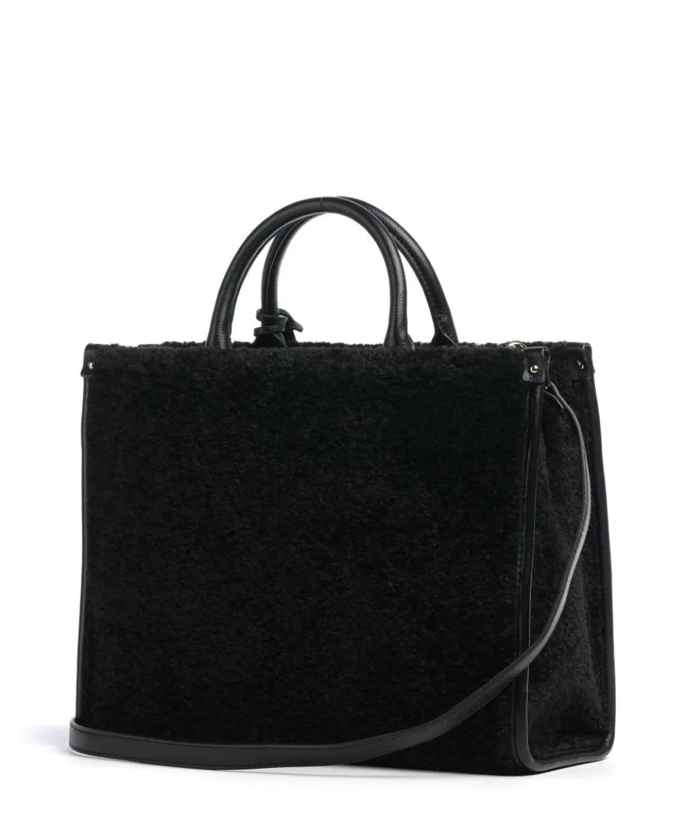 Ridhi M Handtasche Lederimitat, Kunstfell schwarz