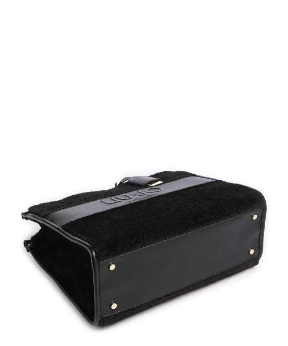 Ridhi M Handtasche Lederimitat, Kunstfell schwarz