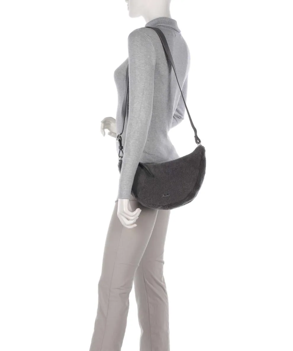 Shearling By My Side Umhängetasche Fell, genarbtes Rindsleder dunkelgrau