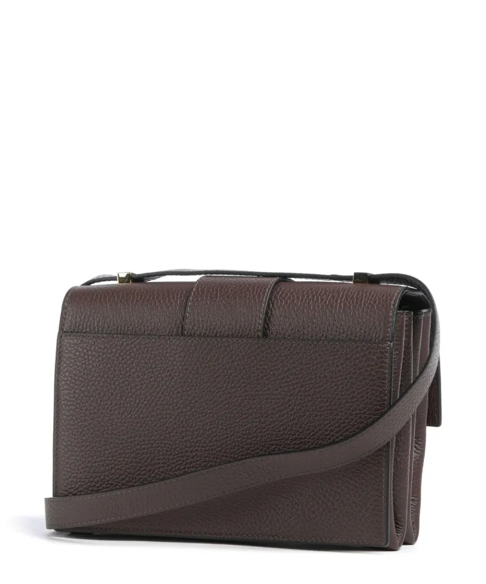 Arlettis Schultertasche genarbtes Leder dunkelbraun