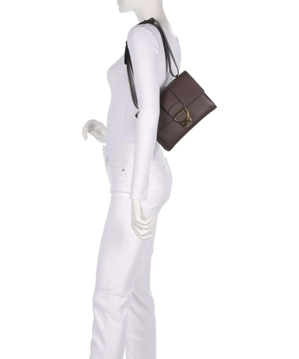 Arlettis Schultertasche genarbtes Leder dunkelbraun