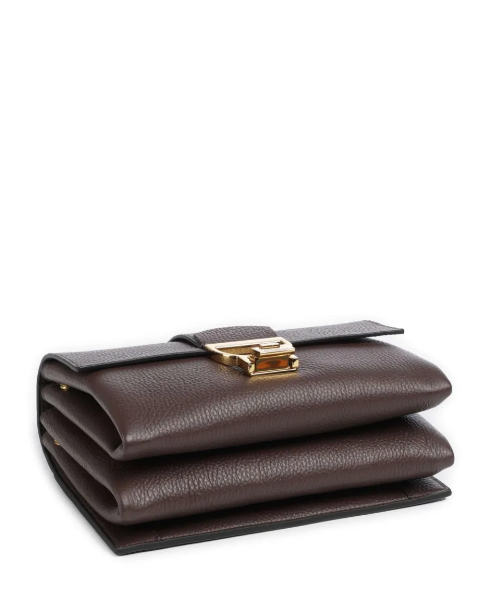 Arlettis Schultertasche genarbtes Leder dunkelbraun