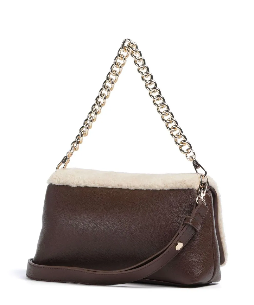 Icon M Schultertasche Lederimitat, Kunstfell beige/braun