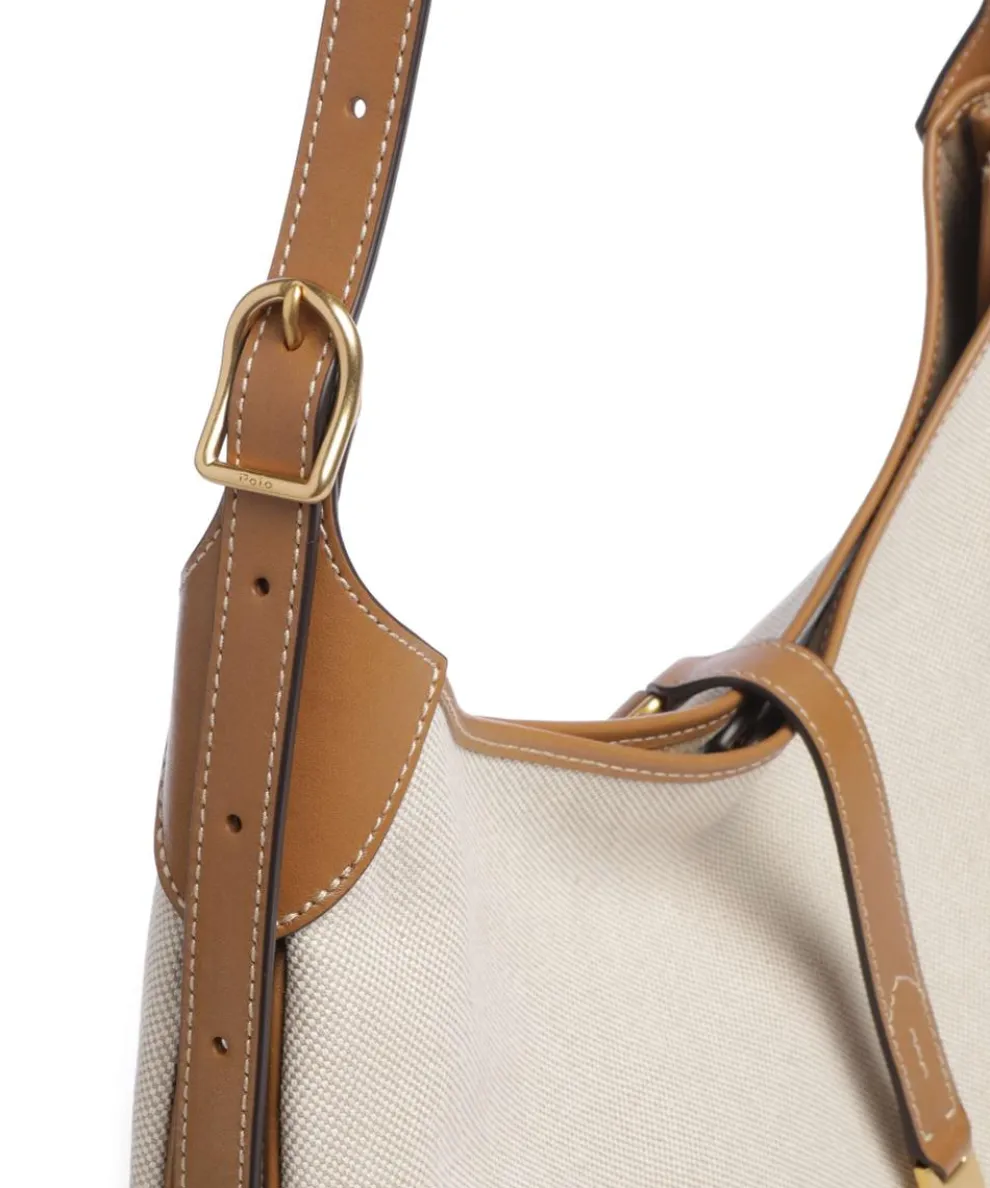 ID Collection Medium Beuteltasche Rindsleder, Canvas beige/braun