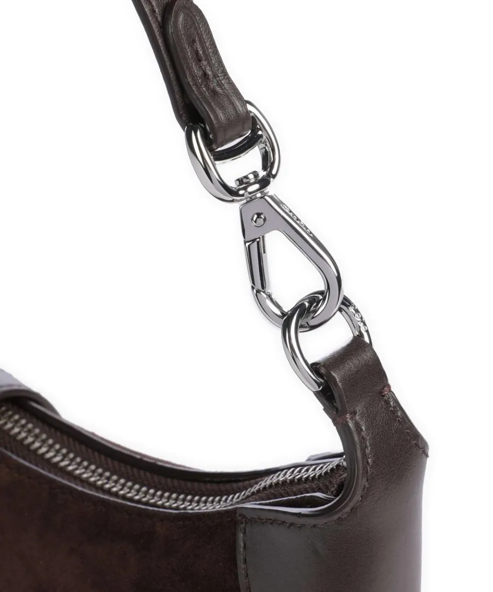 ID Collection Small Schultertasche aufgerautes Rindsleder dunkelbraun