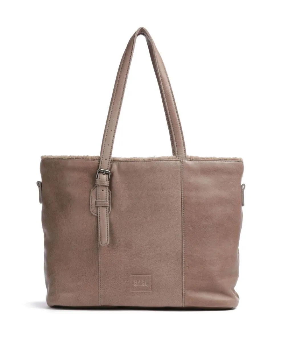 Inside Out Shopper genarbtes Leder taupe