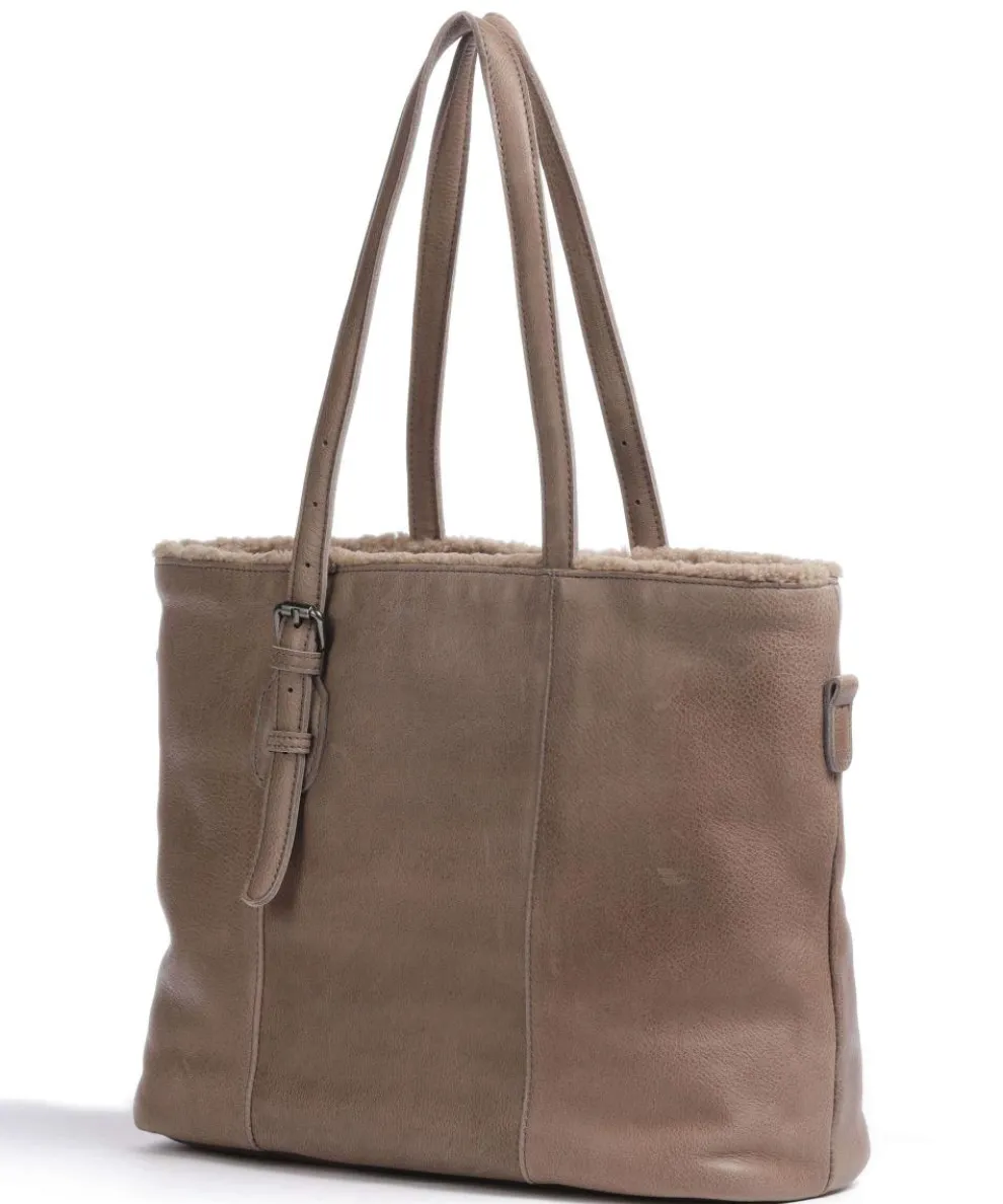 Inside Out Shopper genarbtes Leder taupe