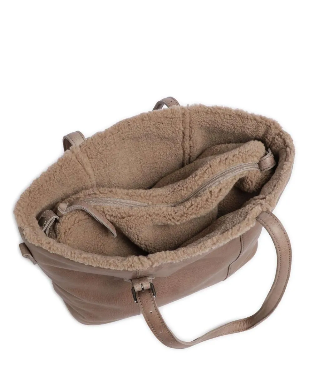 Inside Out Shopper genarbtes Leder taupe