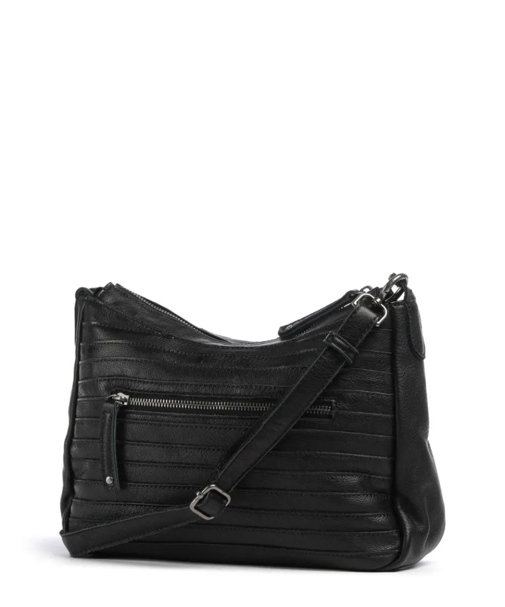 Bestseller Umhängetasche genarbtes Leder schwarz