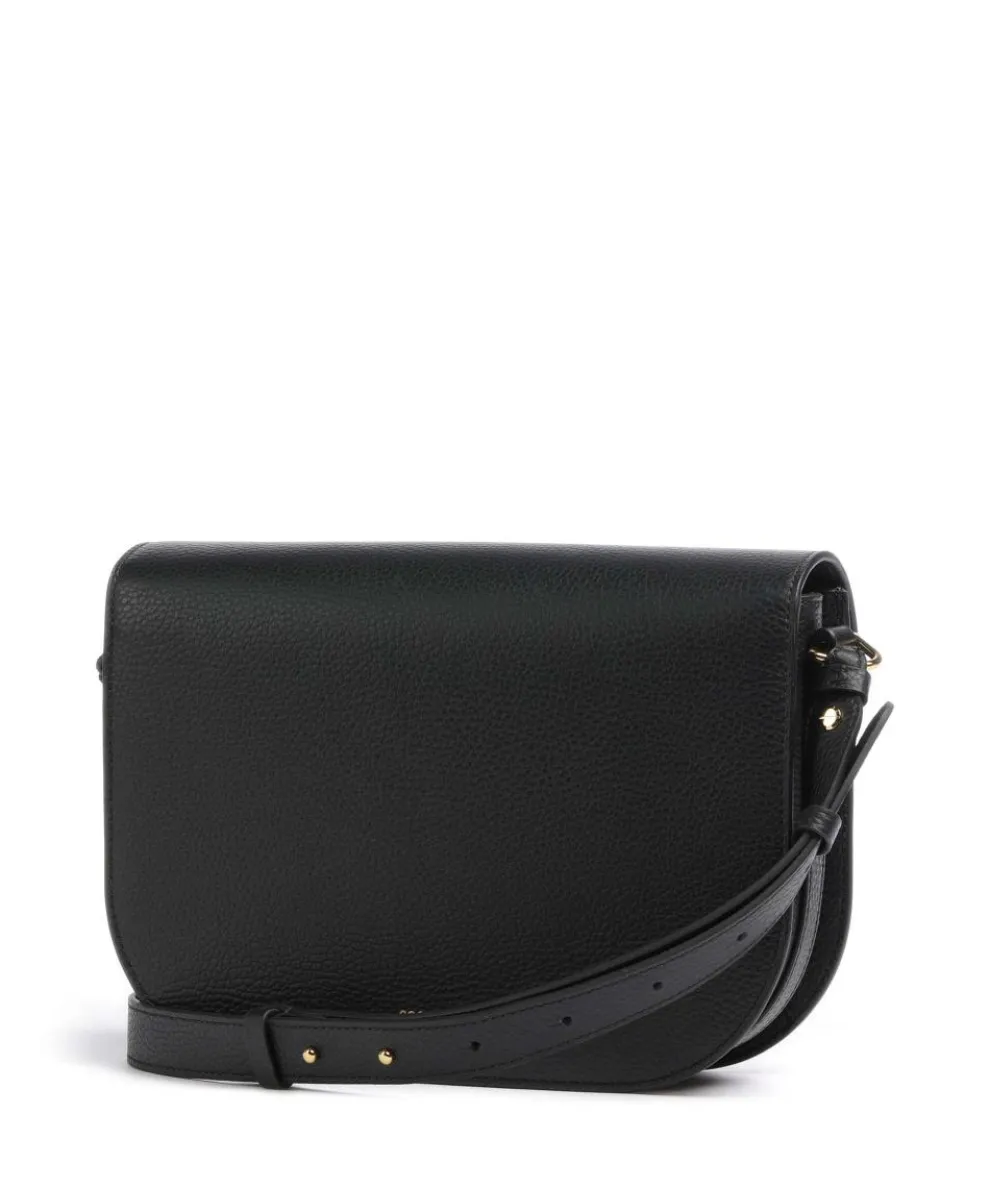 Dew Schultertasche genarbtes Leder schwarz