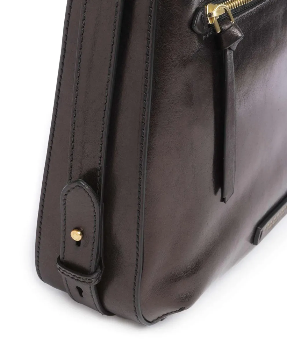 Ingrid Schultertasche fein genarbtes Rindsleder schwarz