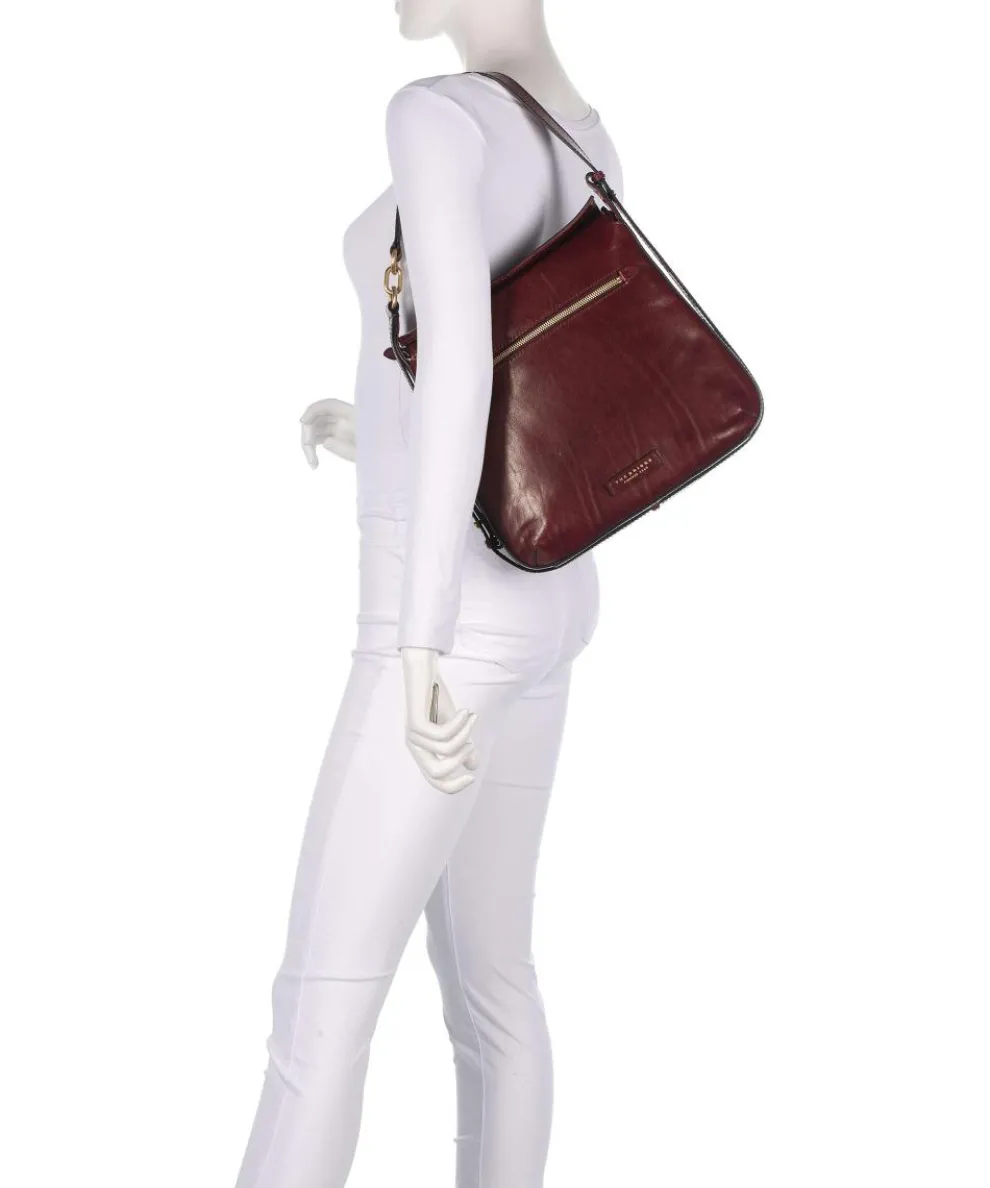 Ingrid Schultertasche fein genarbtes Rindsleder dunkelrot