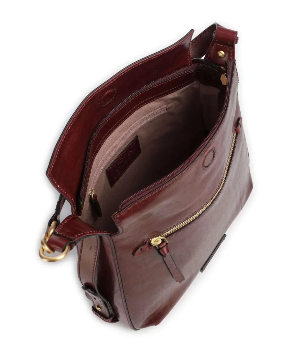 Ingrid Schultertasche fein genarbtes Rindsleder dunkelrot