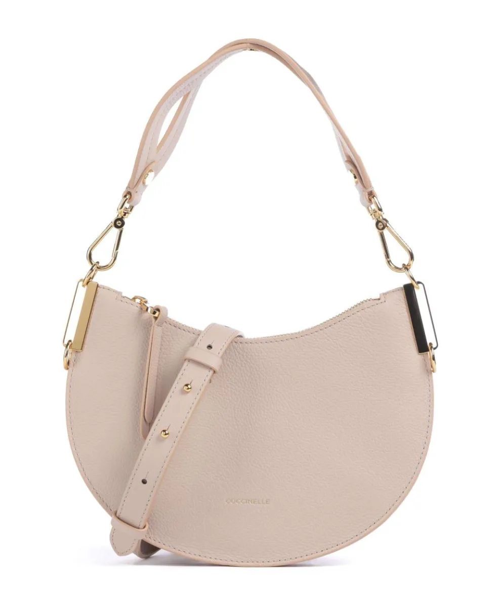 Sunup Schultertasche genarbtes Rindsleder beige