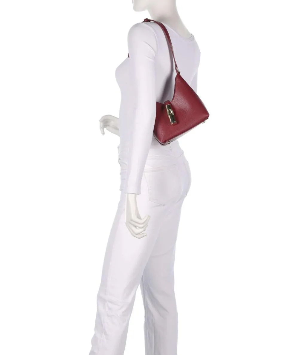 Iride Mini Schultertasche genarbtes Leder dunkelrot