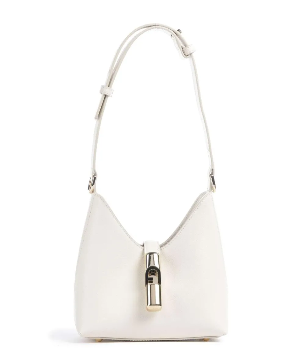 Iride Mini Schultertasche genarbtes Leder creme