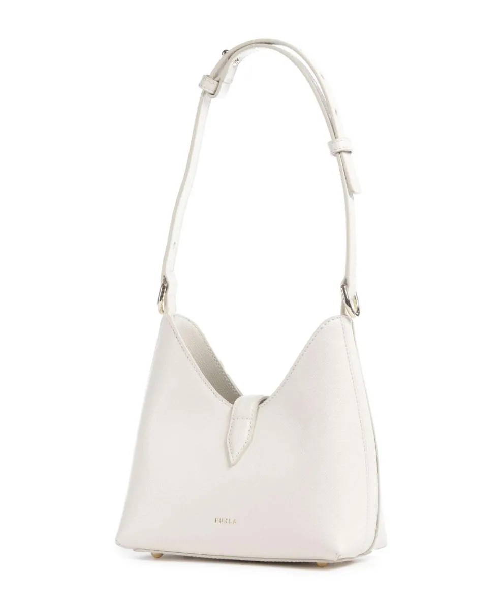 Iride Mini Schultertasche genarbtes Leder creme