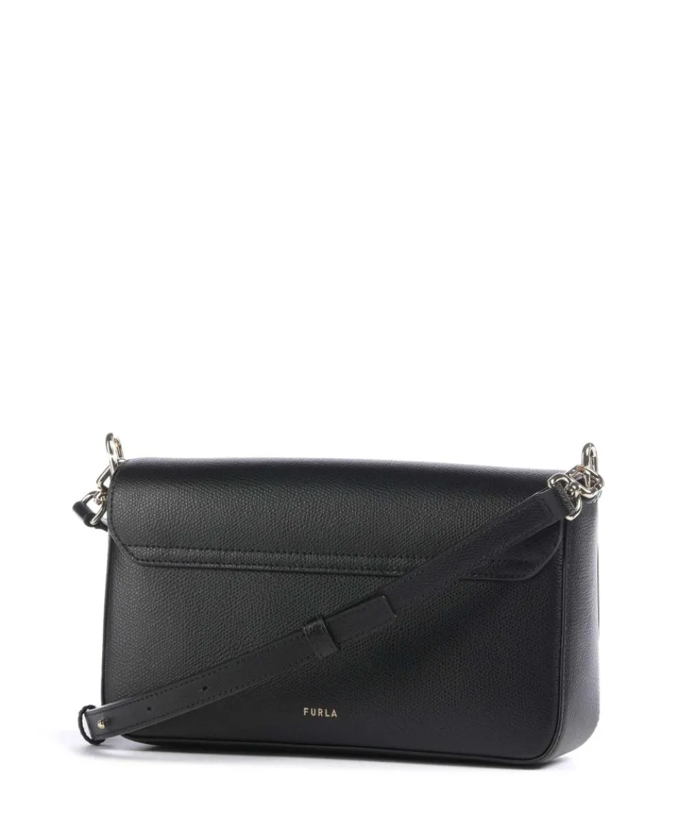 Iride S Umhängetasche genarbtes Leder schwarz