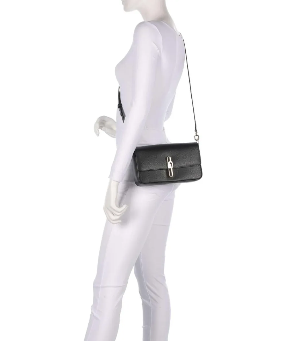 Iride S Umhängetasche genarbtes Leder schwarz