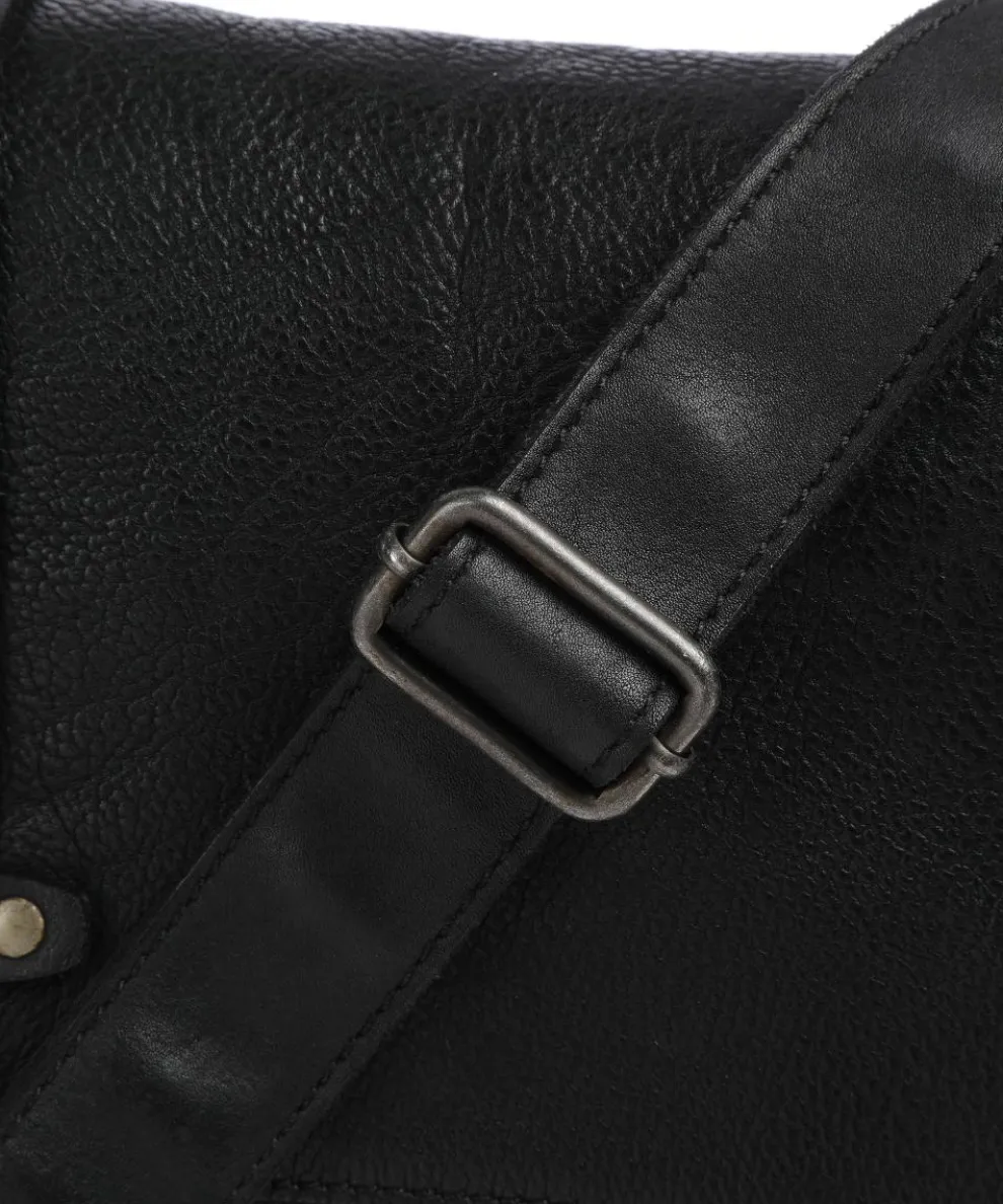 Barbershop Anchor Kuriertasche genarbtes Leder schwarz