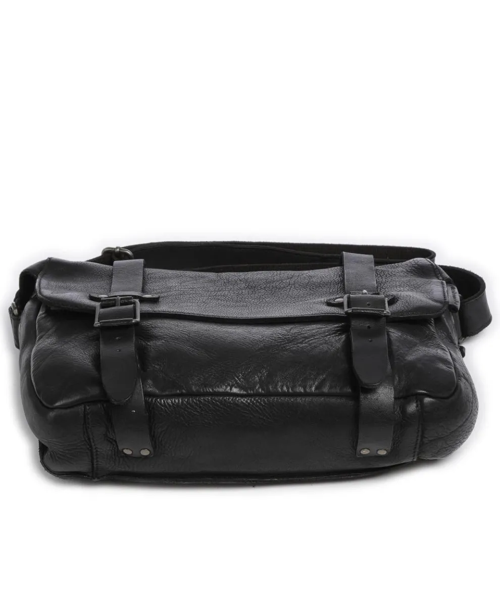 Barbershop Anchor Kuriertasche genarbtes Leder schwarz