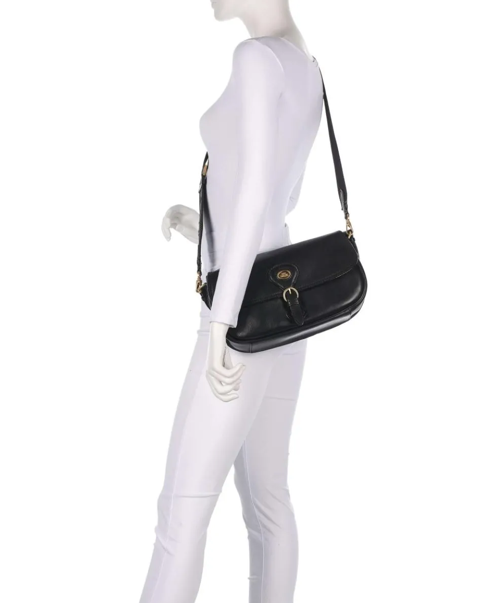 Isadora Schultertasche genarbtes Rindsleder schwarz