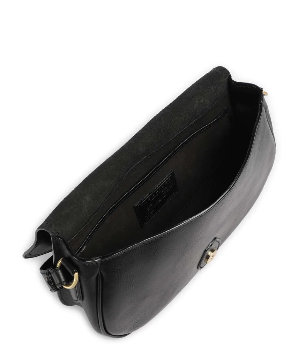 Isadora Schultertasche genarbtes Rindsleder schwarz
