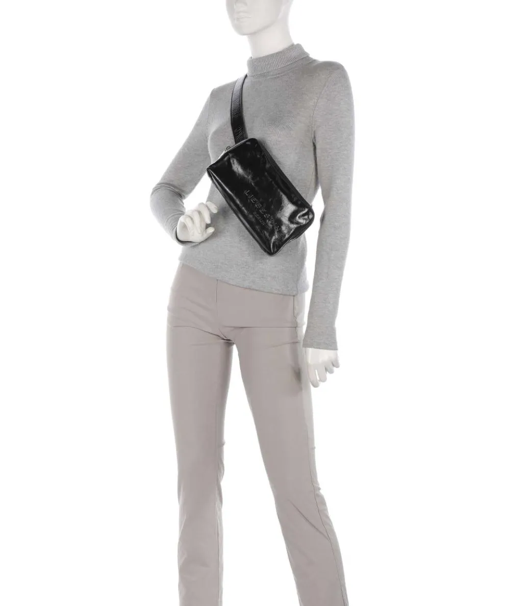 Elvira Paper Touch Crinkle Gürteltasche fein genarbtes Leder schwarz