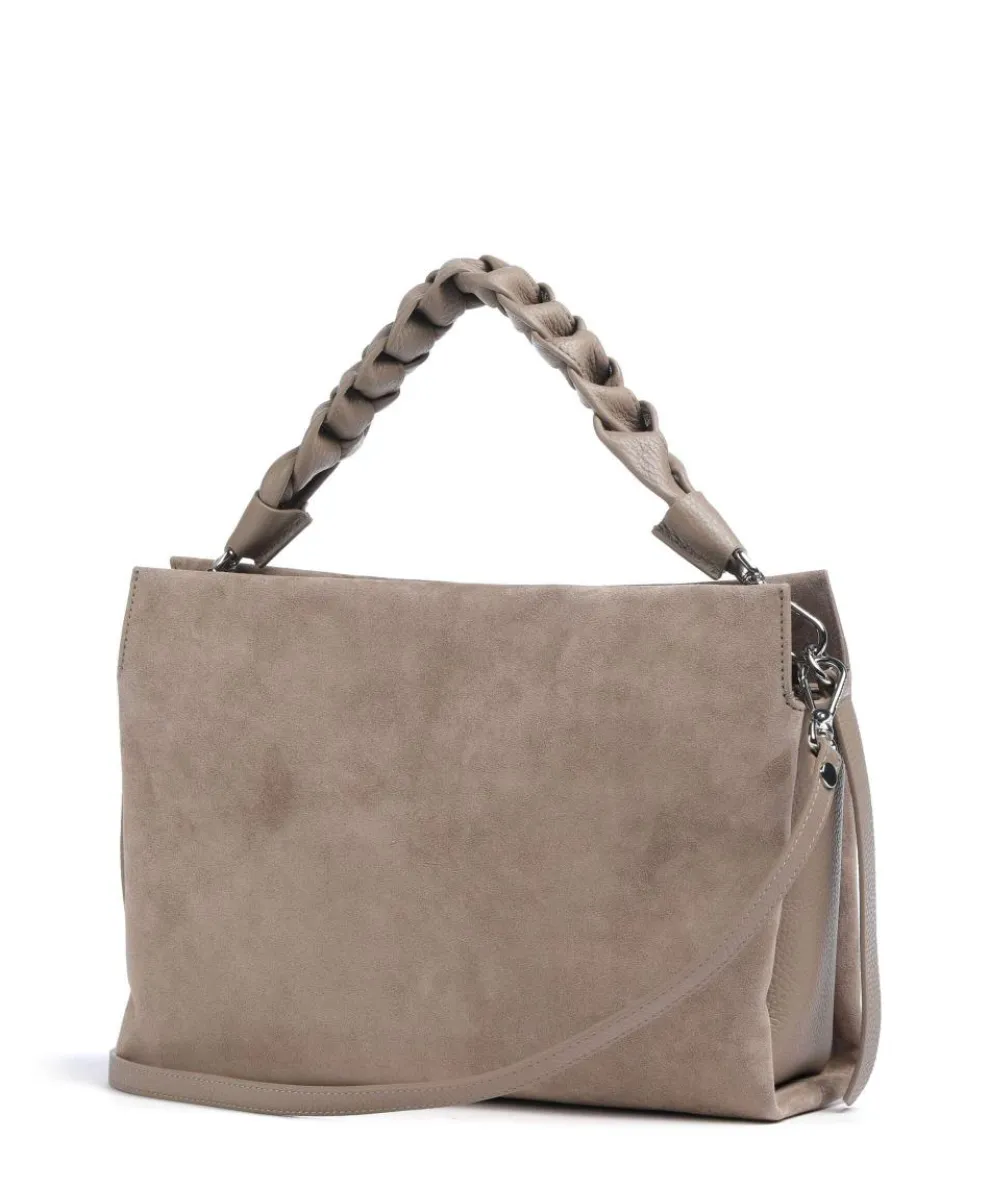 Boheme Suede Beuteltasche aufgerautes Rindsleder taupe