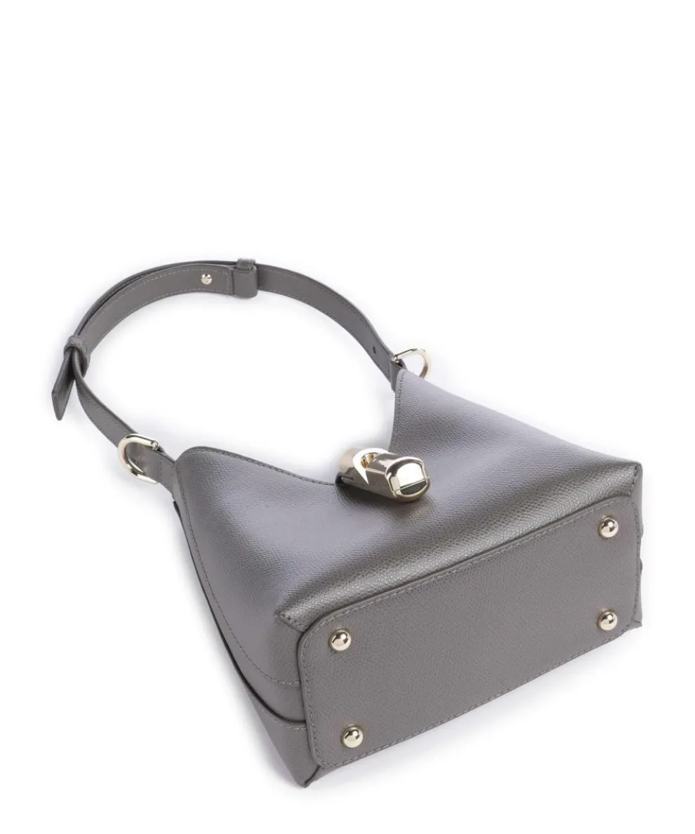 Iride Mini Schultertasche genarbtes Leder dunkelgrau