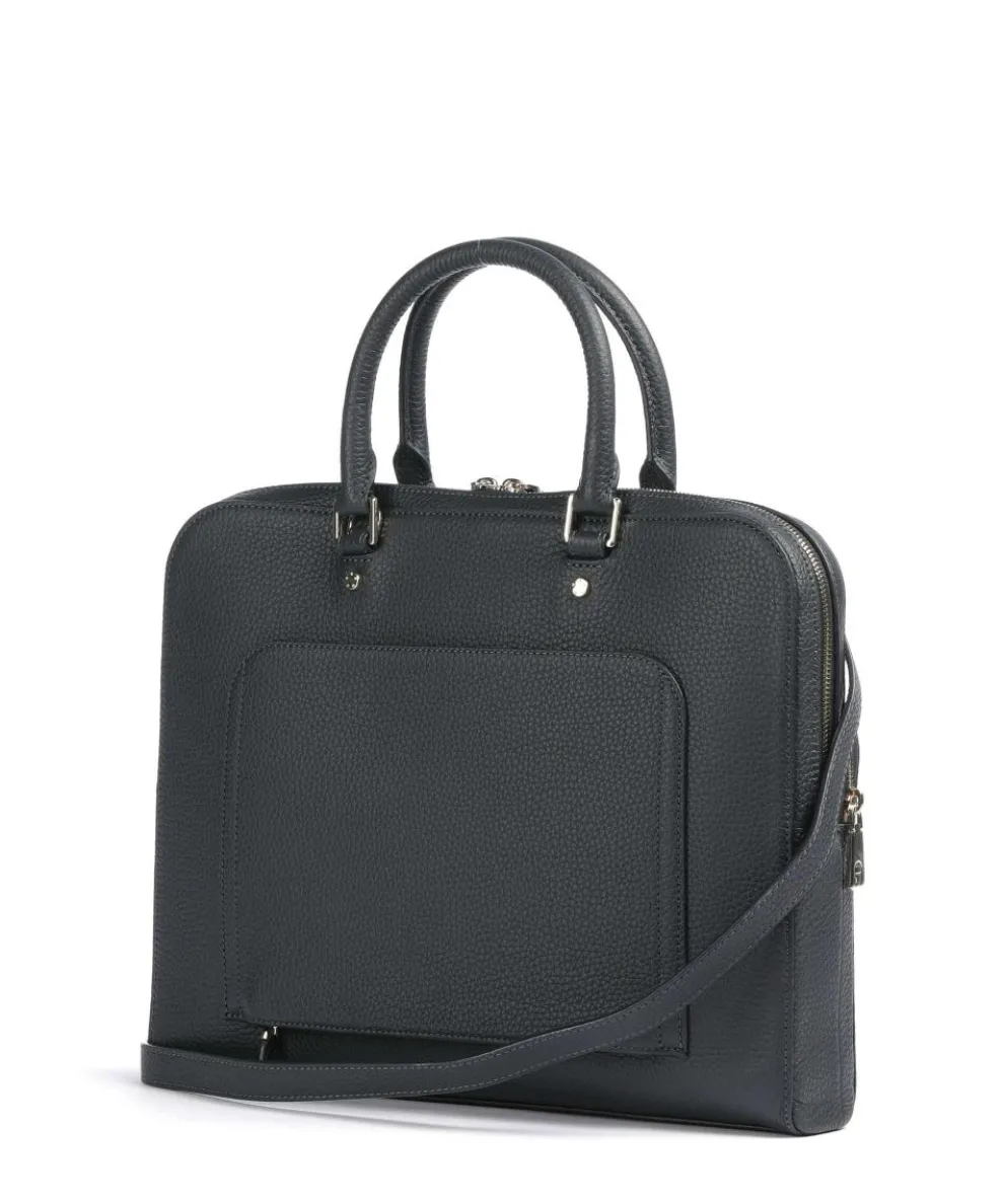 Ivy L Aktentasche 14″ genarbtes Rindsleder dunkelblau