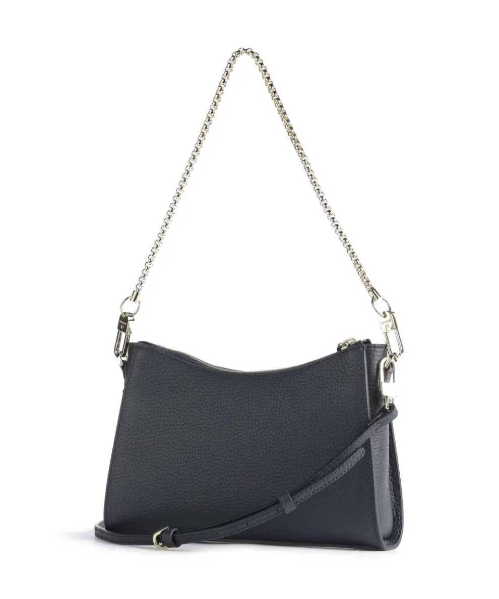 Ivy S Schultertasche genarbtes Rindsleder navy