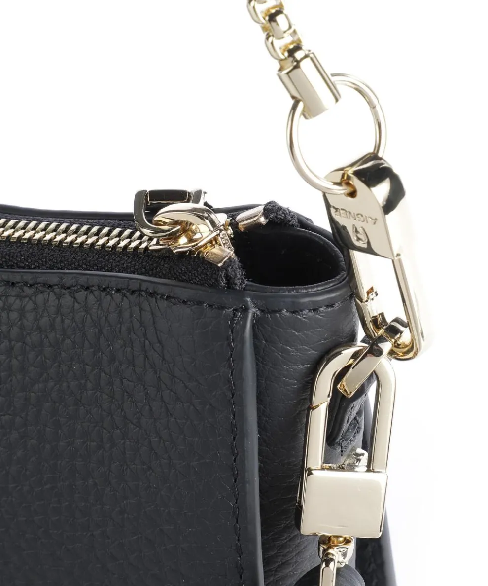 Ivy S Schultertasche genarbtes Rindsleder navy