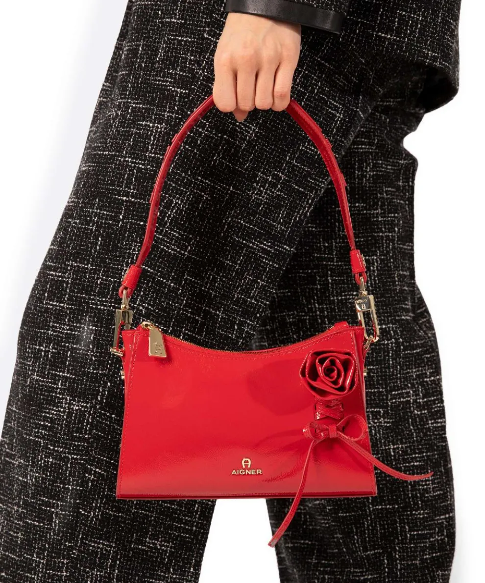 Ivy S Schultertasche Lackleder rot