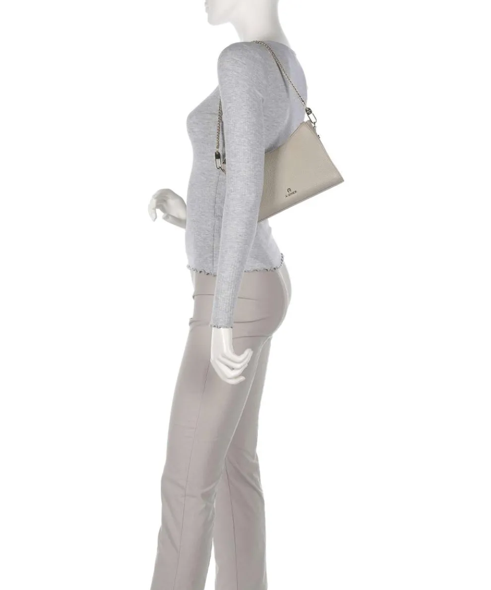 Ivy S Schultertasche genarbtes Rindsleder beige