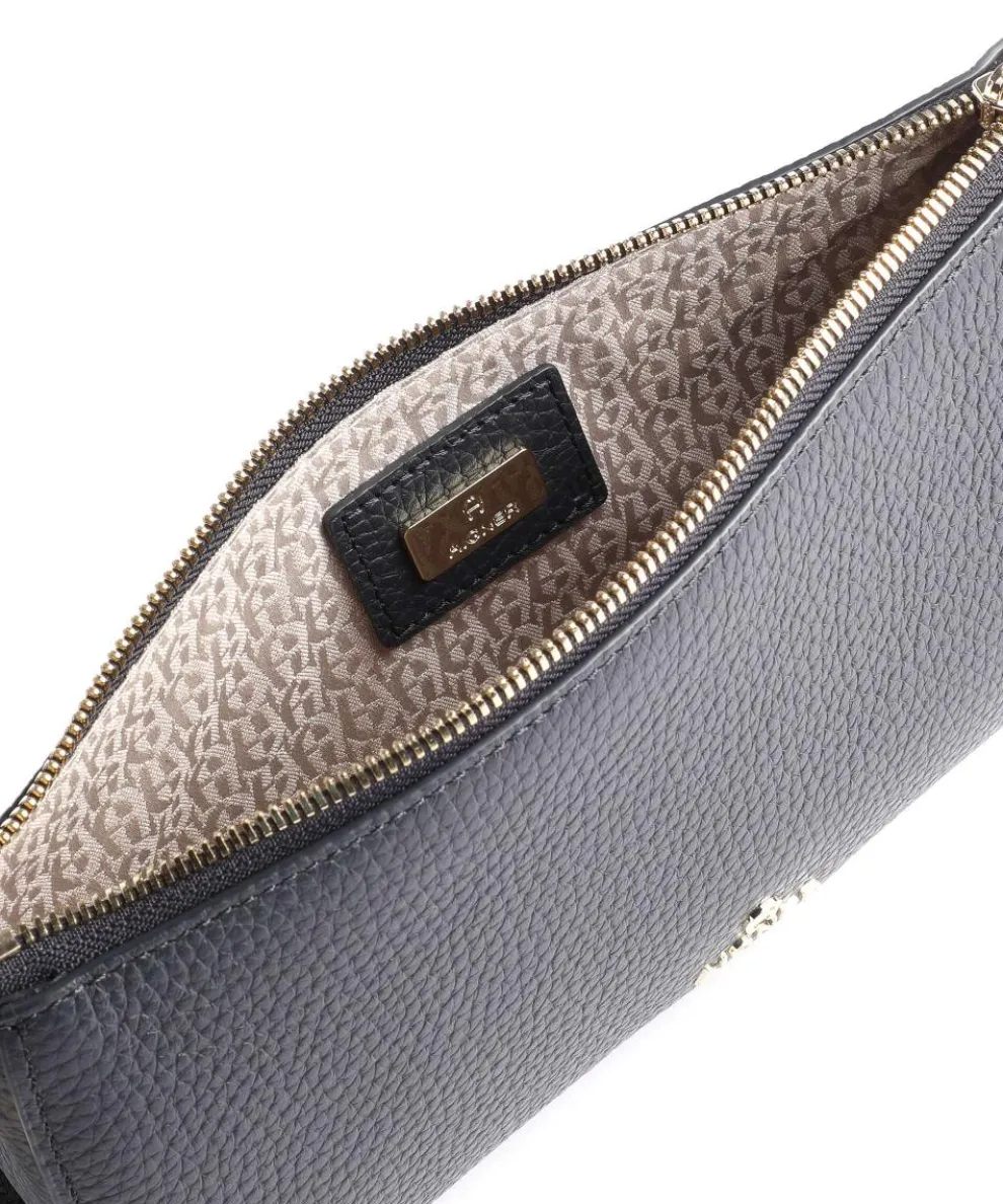 Ivy S Schultertasche genarbtes Rindsleder dunkelblau