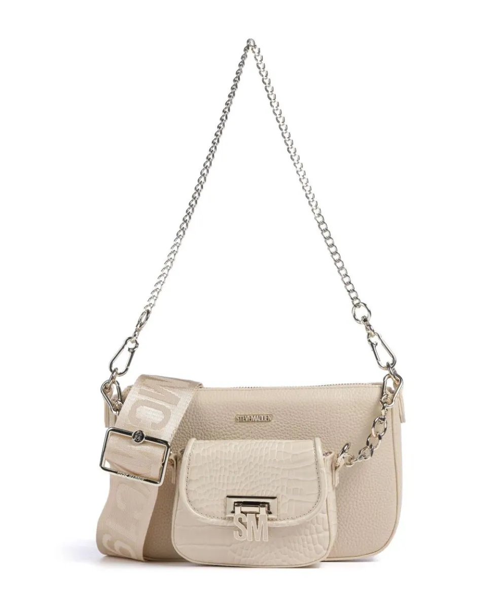 BURGE Schultertasche Lederimitat beige