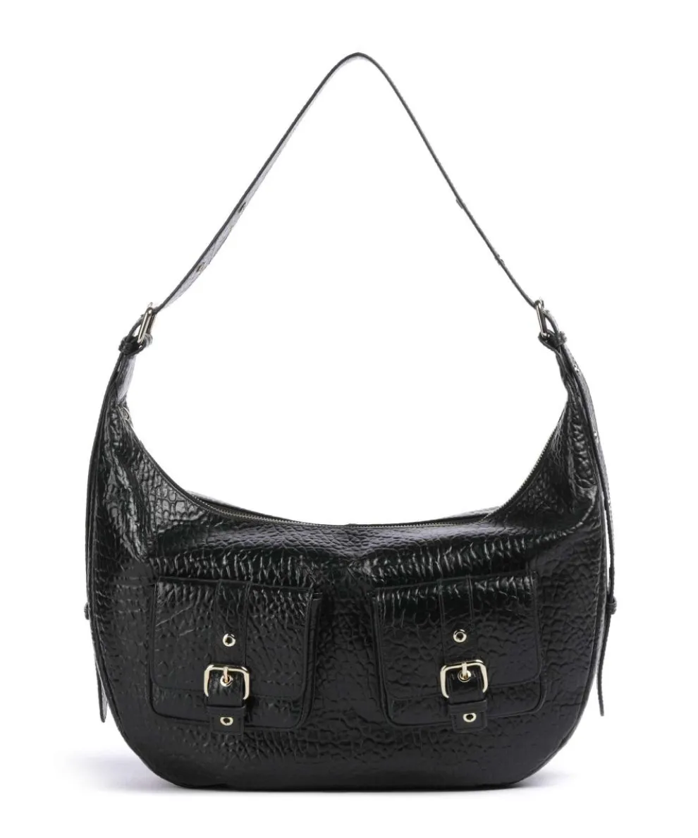 New Zealand Stella Pocket Beuteltasche genarbtes Leder schwarz