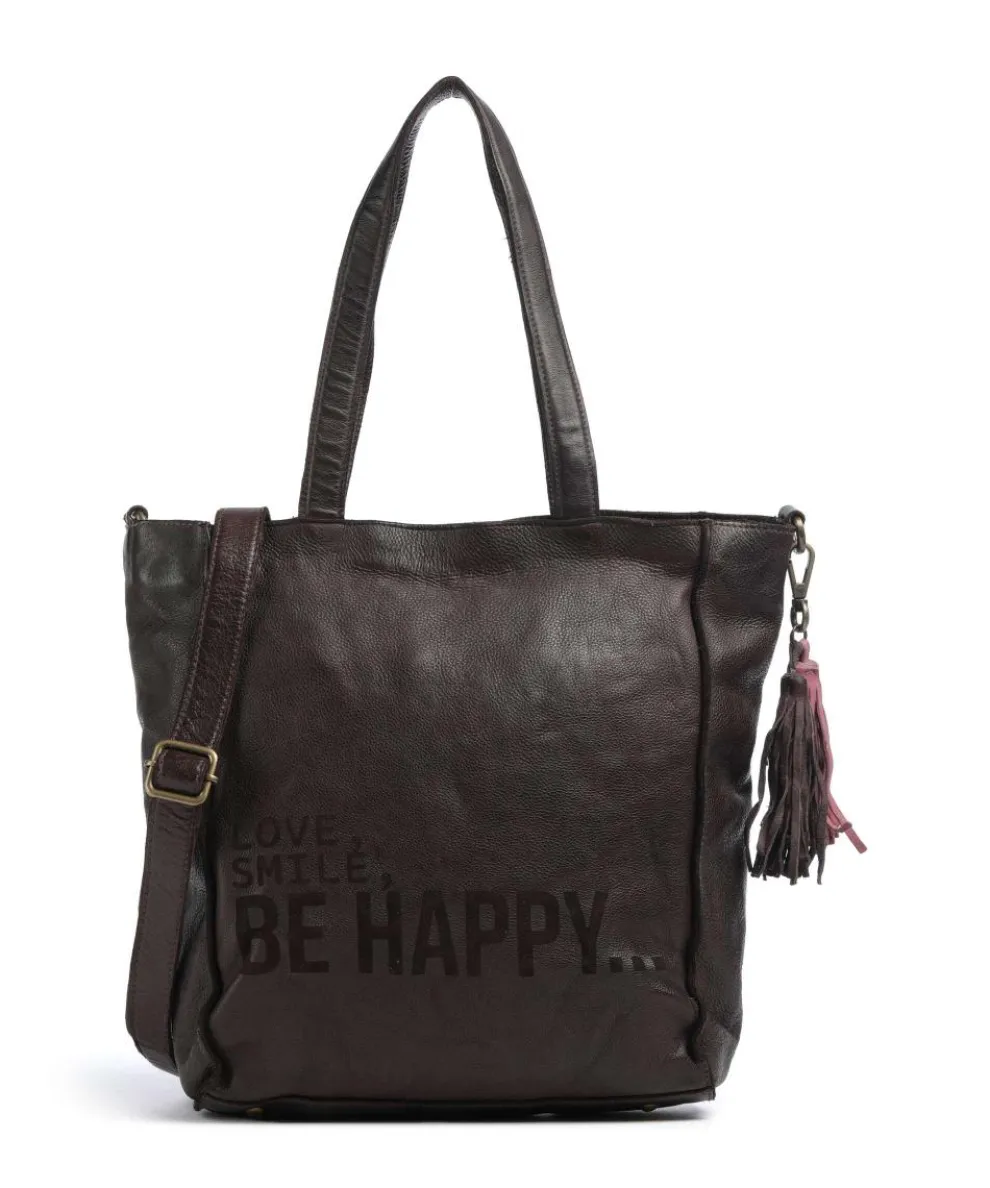 Glücksbrücke 2 Shopper genarbtes Rindsleder mahagoni