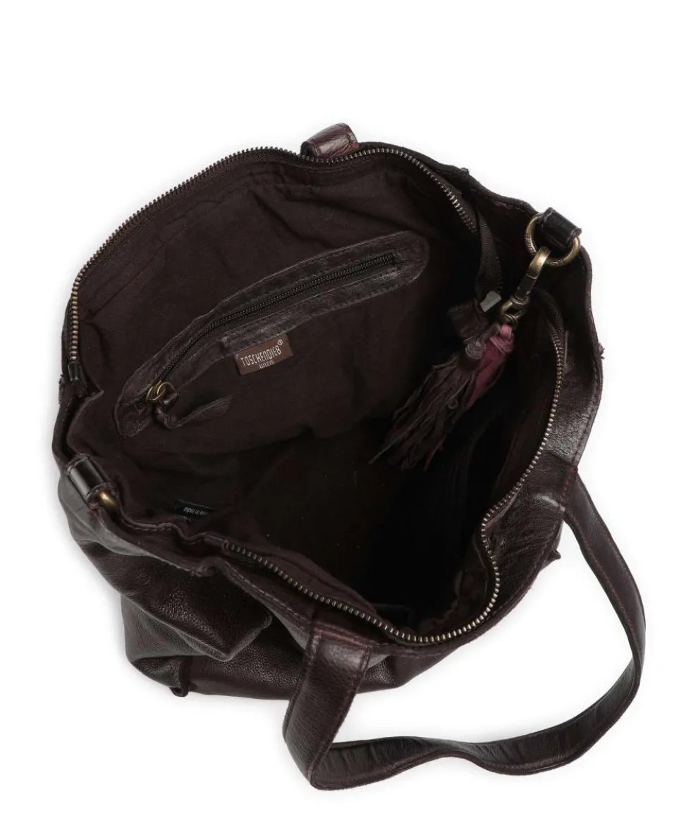 Glücksbrücke 2 Shopper genarbtes Rindsleder mahagoni