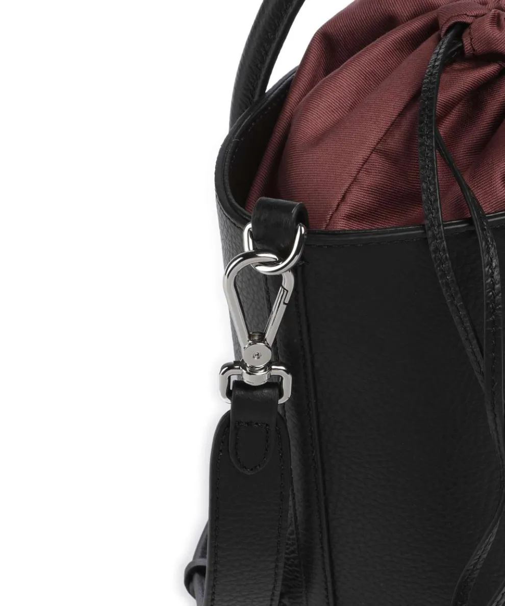 Myrtha Maxi Logo Bucket bag genarbtes Rindsleder schwarz