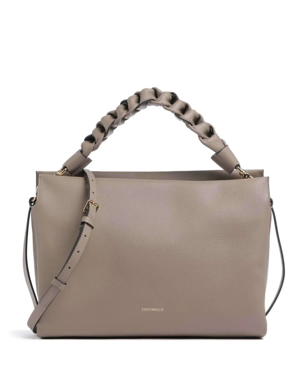 Boheme Grana Double Beuteltasche genarbtes Rindsleder taupe