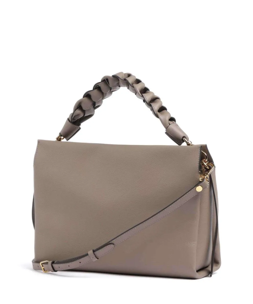 Boheme Grana Double Beuteltasche genarbtes Rindsleder taupe