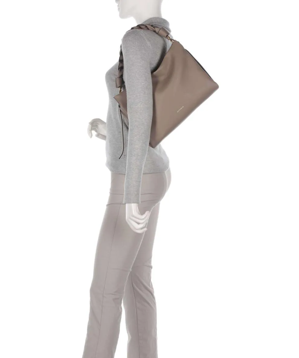 Boheme Grana Double Beuteltasche genarbtes Rindsleder taupe