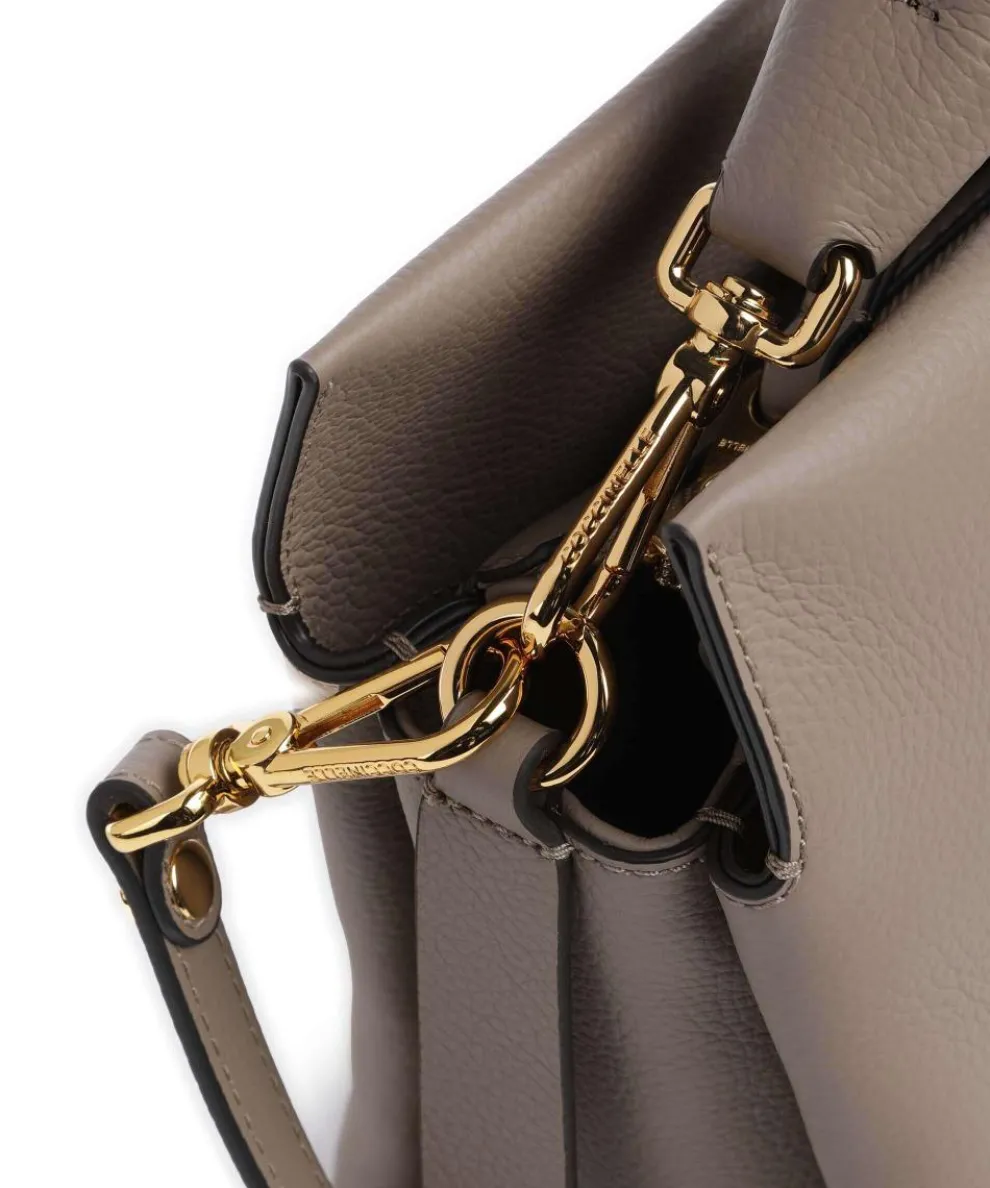 Boheme Grana Double Beuteltasche genarbtes Rindsleder taupe