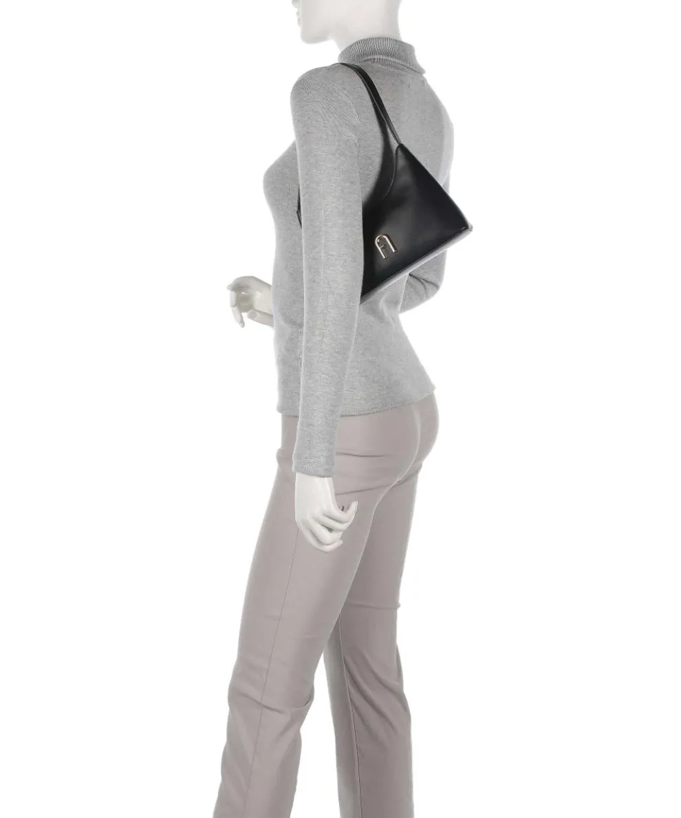 Diamante Mini Schultertasche fein genarbtes Leder schwarz