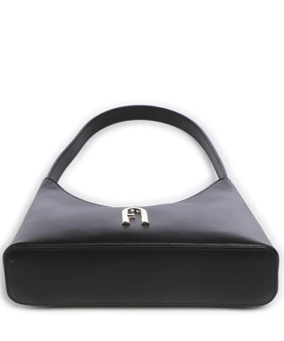 Diamante Mini Schultertasche fein genarbtes Leder schwarz