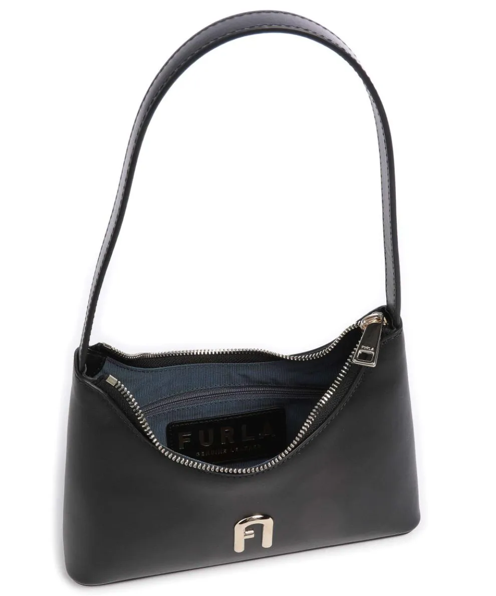 Diamante Mini Schultertasche fein genarbtes Leder schwarz